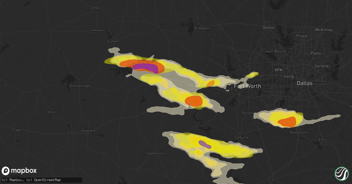 Hail map in Millsap, TX on April 21, 2018