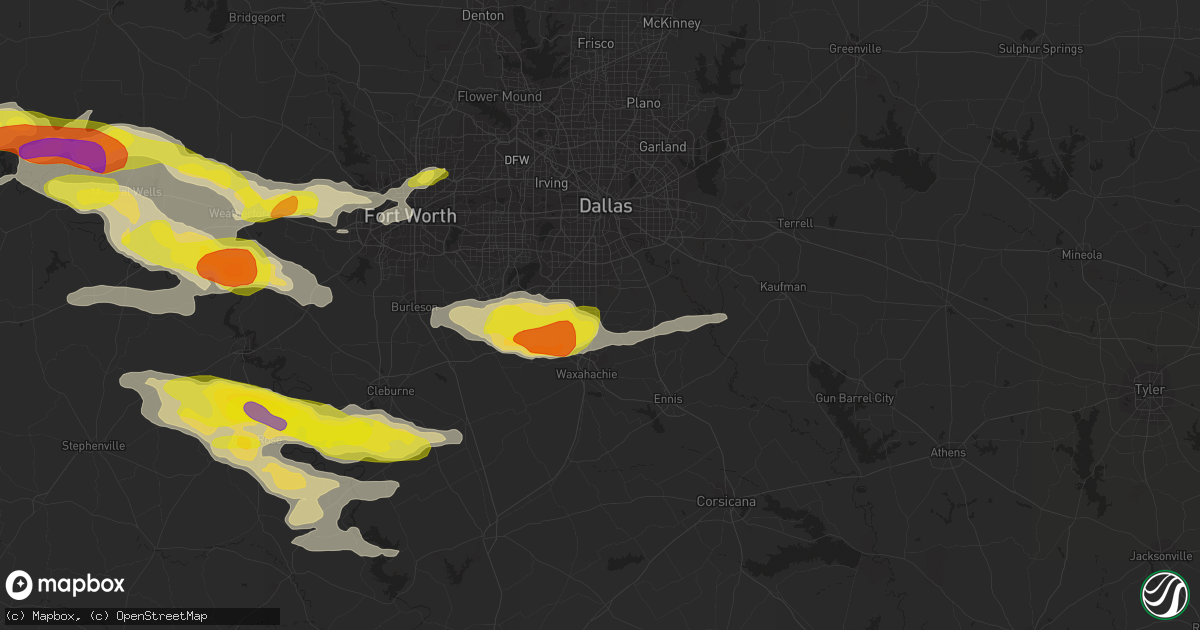 Hail map in Red Oak, TX on April 21, 2018