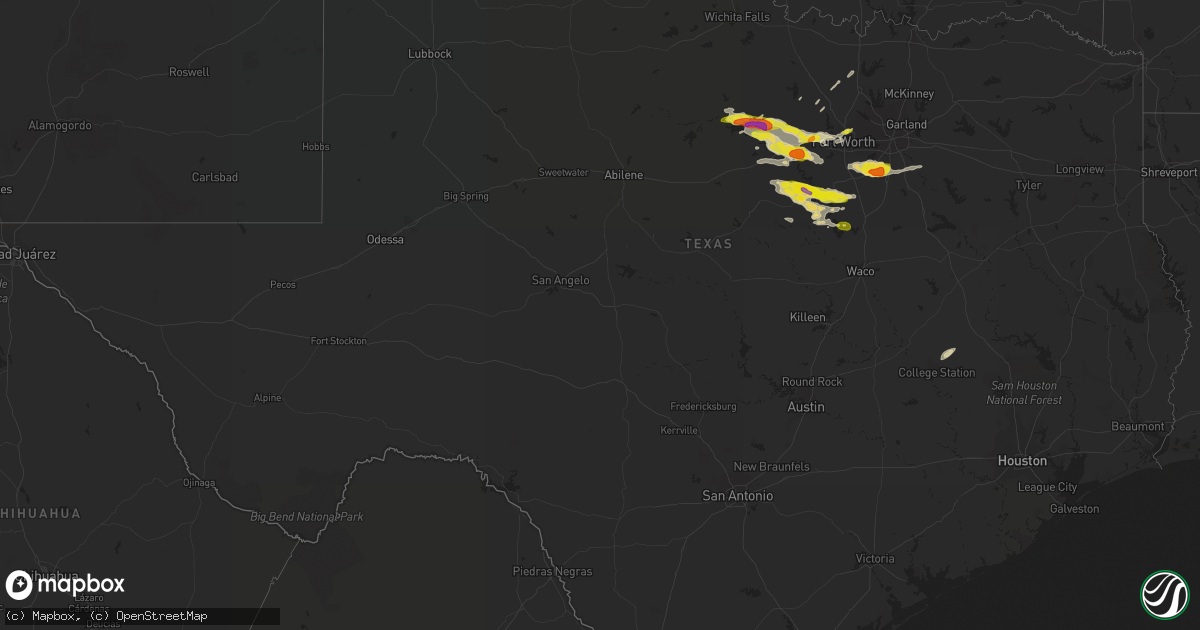 Hail map in Texas on April 21, 2018