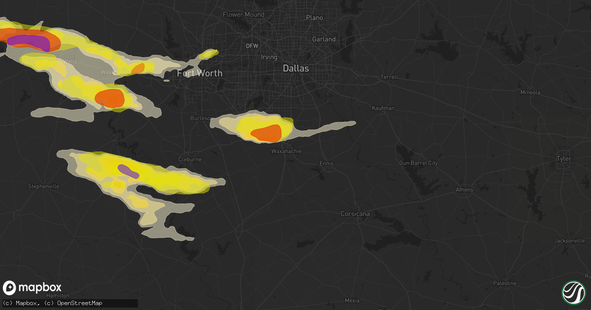 Hail map in Waxahachie, TX on April 21, 2018