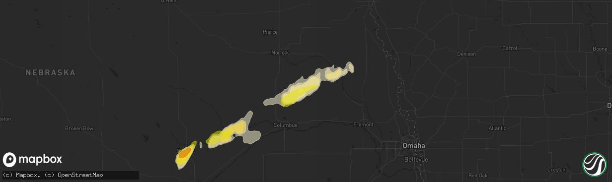 Hail map in Clarkson, NE on April 21, 2019