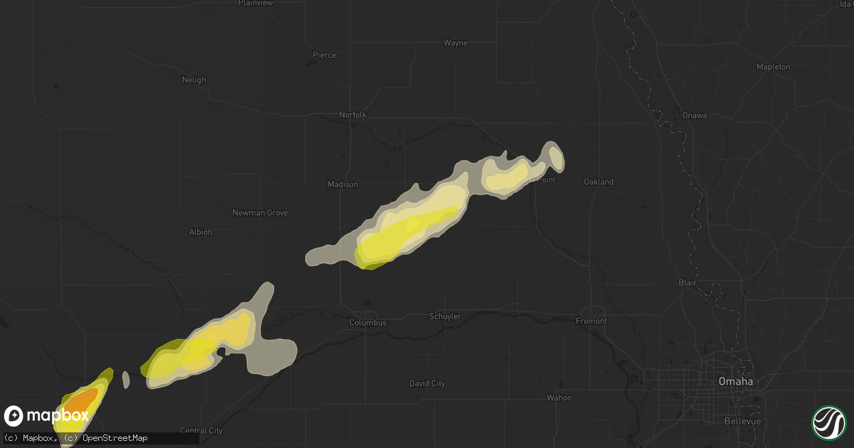 Hail map in Clarkson, NE on April 21, 2019