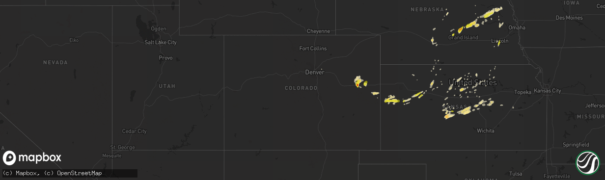 Hail map in Colorado on April 21, 2019