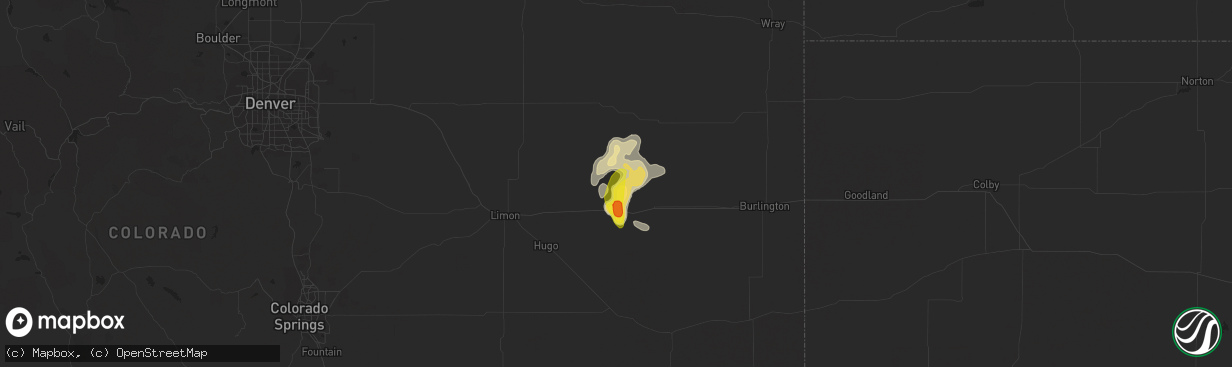 Hail map in Flagler, CO on April 21, 2019