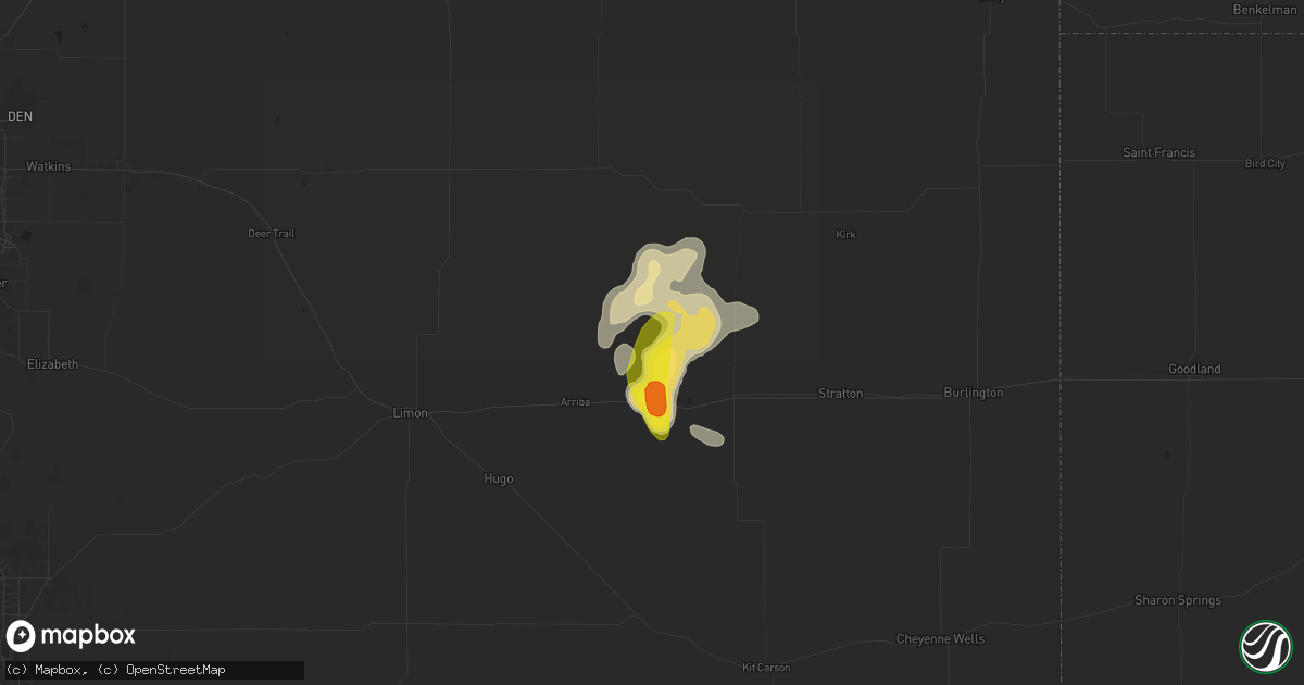Hail map in Flagler, CO on April 21, 2019