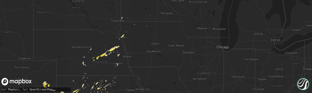 Hail map in Iowa on April 21, 2019