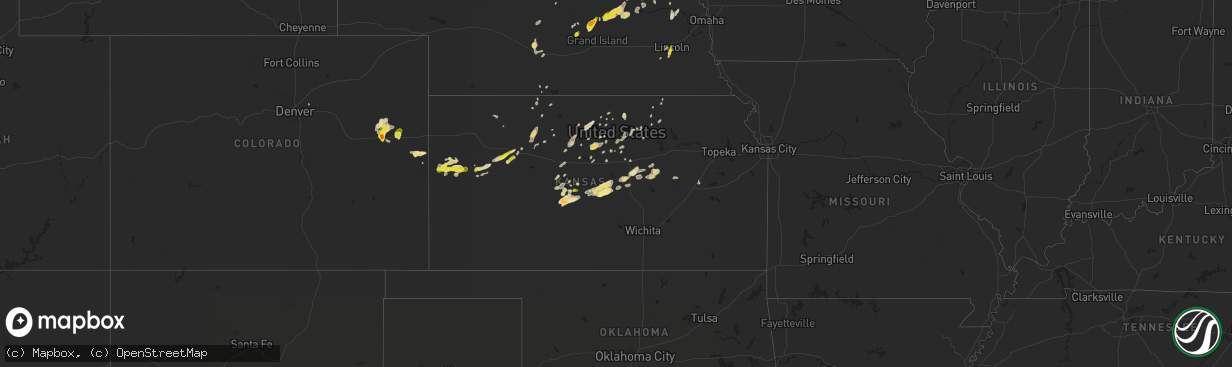 Hail map in Kansas on April 21, 2019