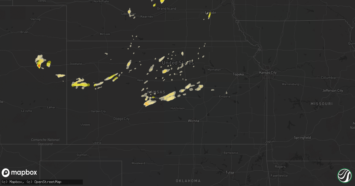 Hail map in Kansas on April 21, 2019