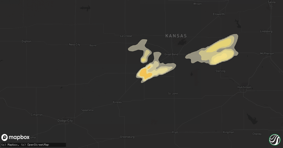 Hail map in Larned, KS on April 21, 2019