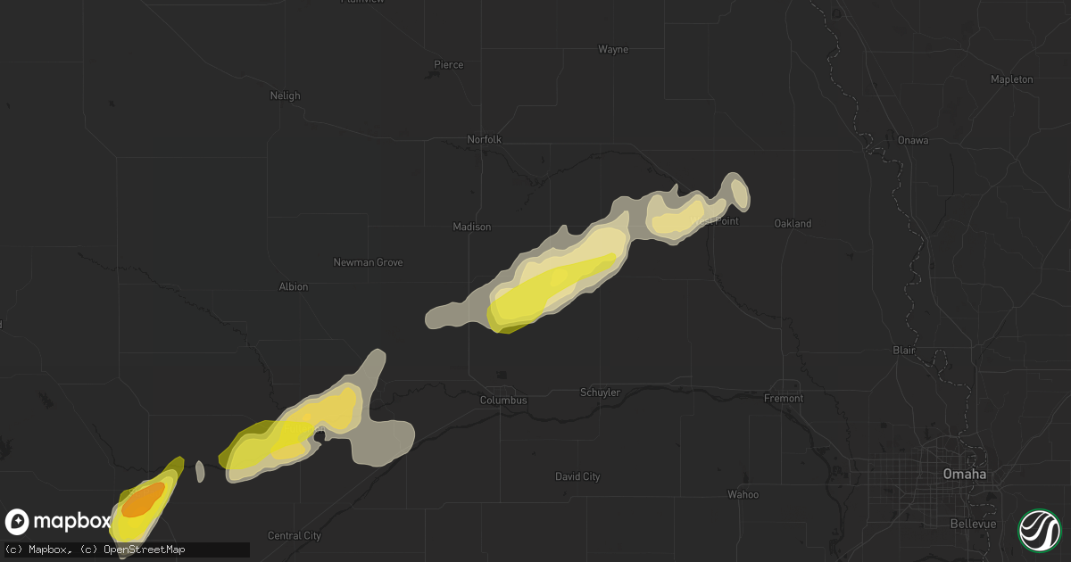 Hail map in Leigh, NE on April 21, 2019