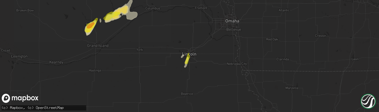 Hail map in Lincoln, NE on April 21, 2019