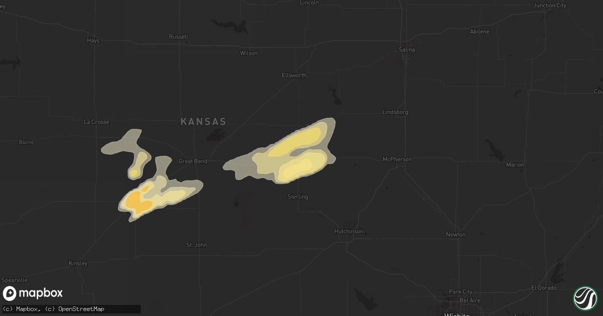 Hail map in Lyons, KS on April 21, 2019