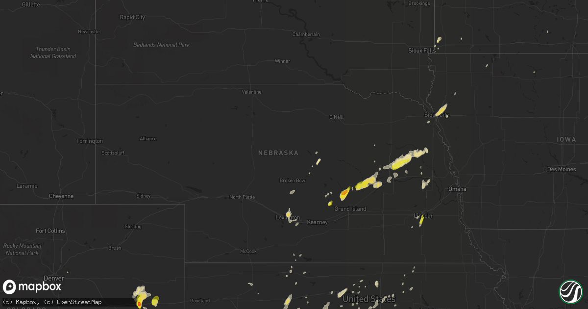 Hail map in Nebraska on April 21, 2019