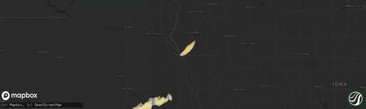 Hail map in Sioux City, IA on April 21, 2019