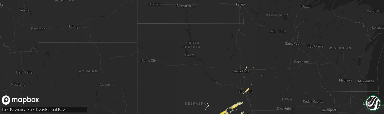 Hail map in South Dakota on April 21, 2019