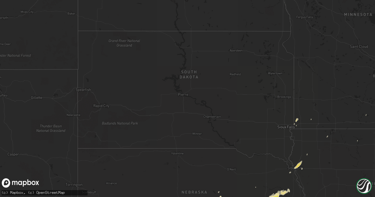 Hail map in South Dakota on April 21, 2019