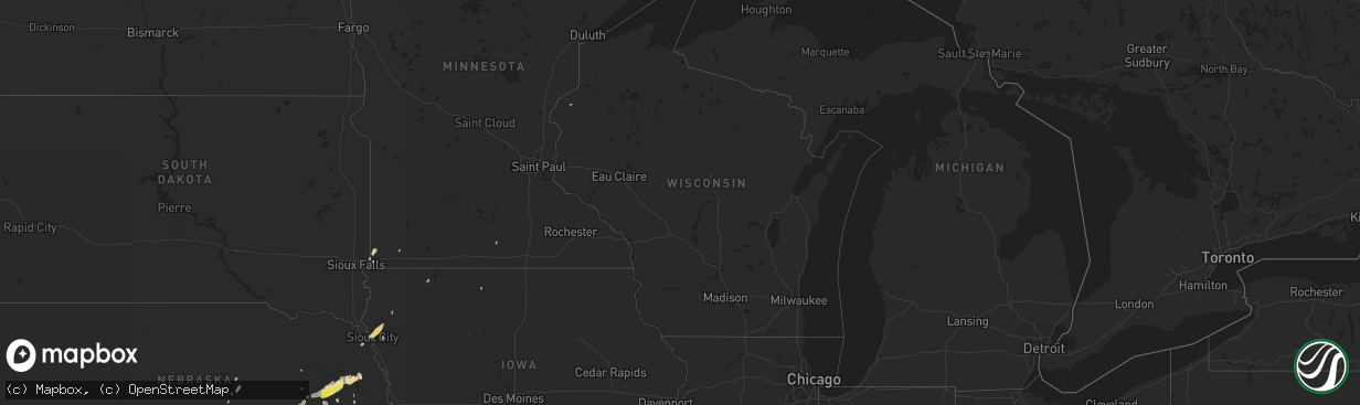 Hail map in Wisconsin on April 21, 2019