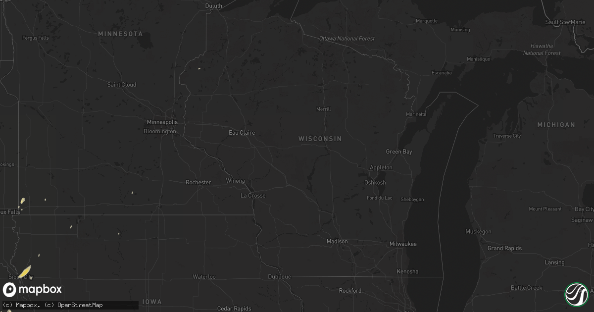 Hail map in Wisconsin on April 21, 2019