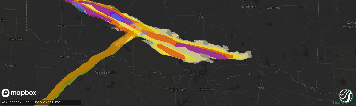 Hail map in Ardmore, OK on April 21, 2020