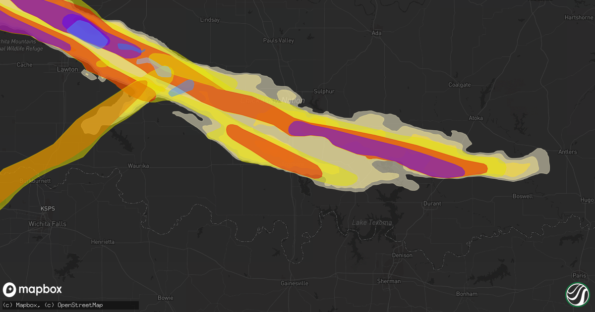 Hail map in Ardmore, OK on April 21, 2020