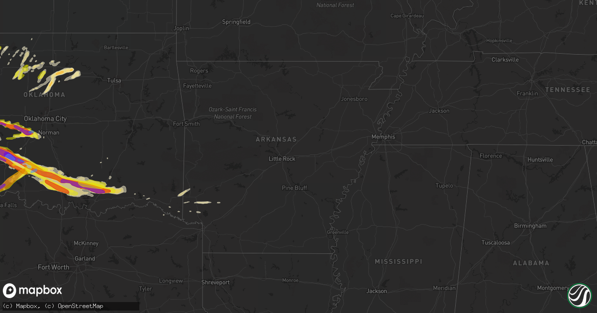Hail map in Arkansas on April 21, 2020