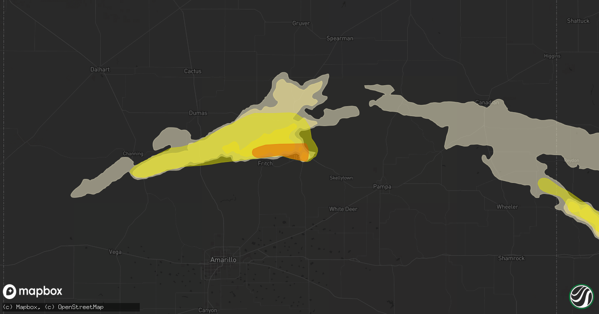 Hail map in Borger, TX on April 21, 2020