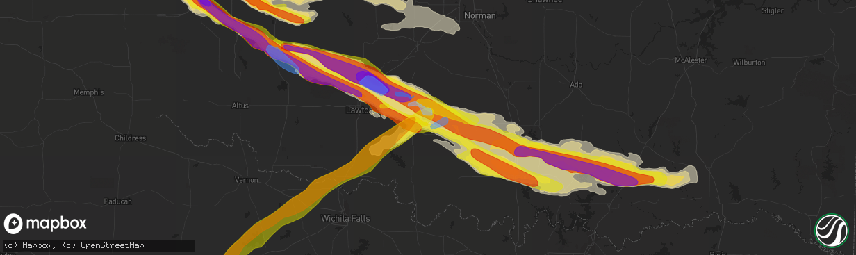 Hail map in Duncan, OK on April 21, 2020