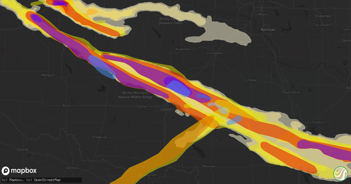 Hail map in Elgin, OK on April 21, 2020