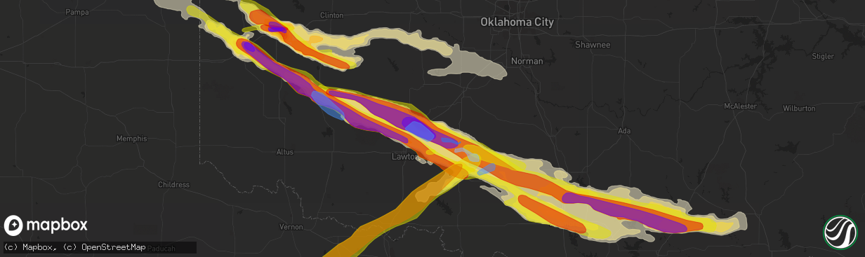 Hail map in Fletcher, OK on April 21, 2020