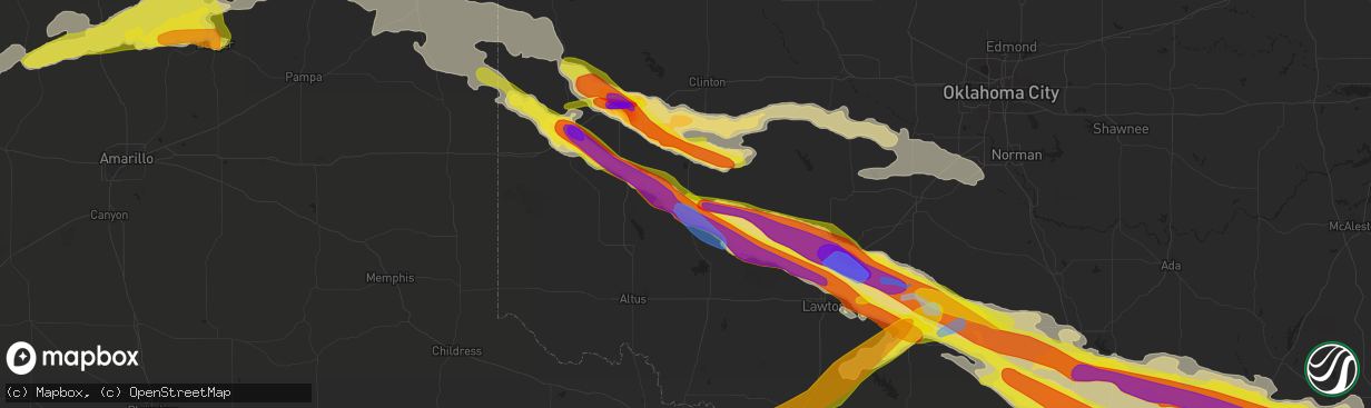 Hail map in Hobart, OK on April 21, 2020