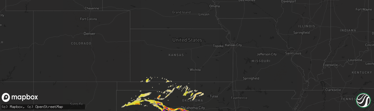 Hail map in Kansas on April 21, 2020