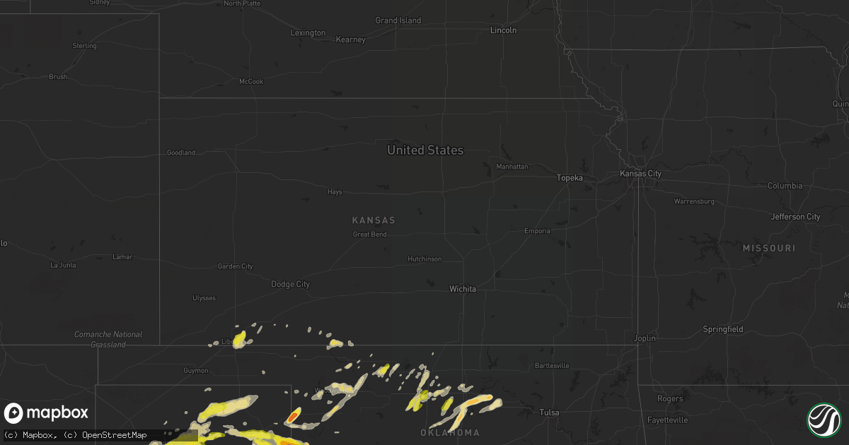 Hail map in Kansas on April 21, 2020
