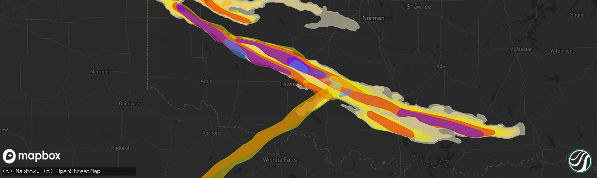 Hail map in Lawton, OK on April 21, 2020