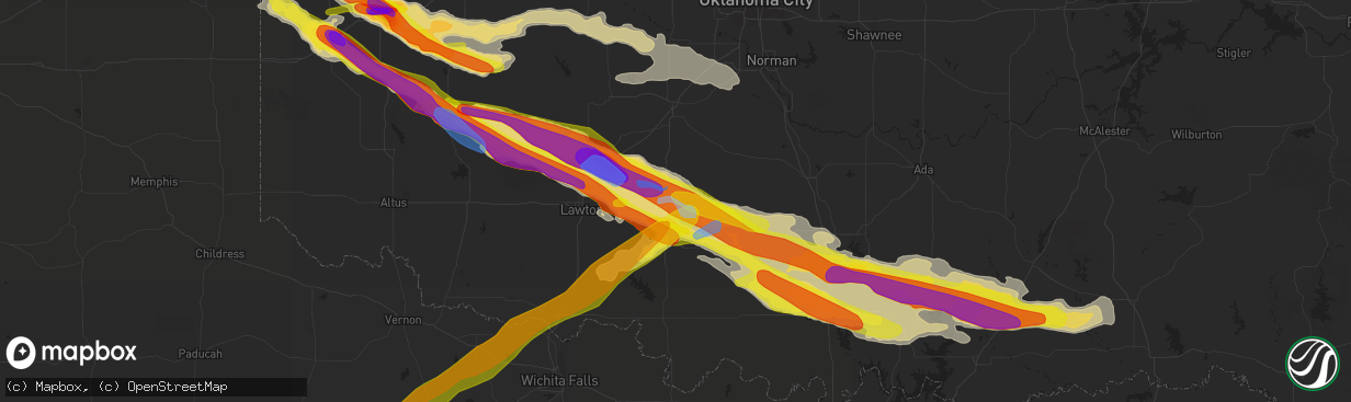 Hail map in Marlow, OK on April 21, 2020