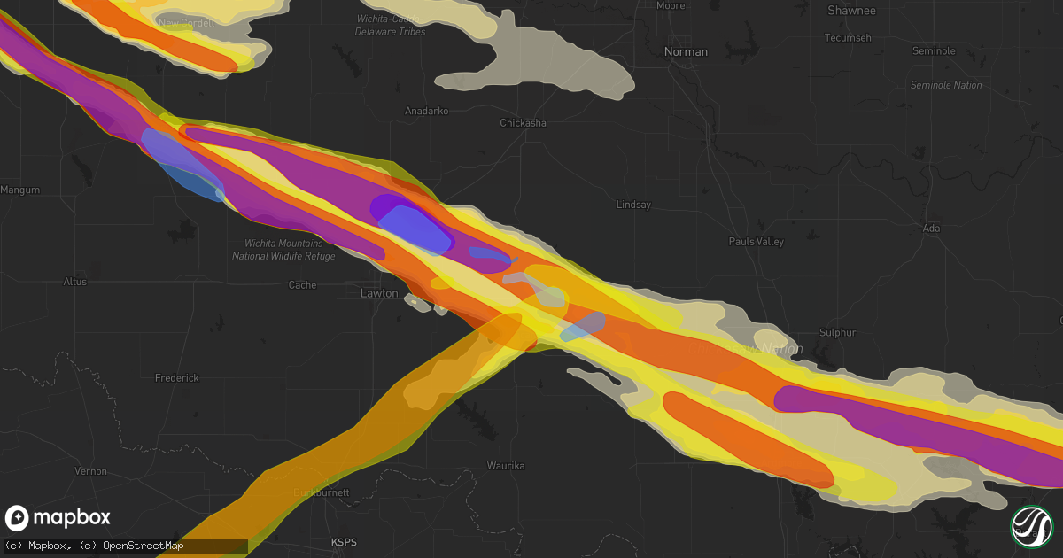 Hail map in Marlow, OK on April 21, 2020