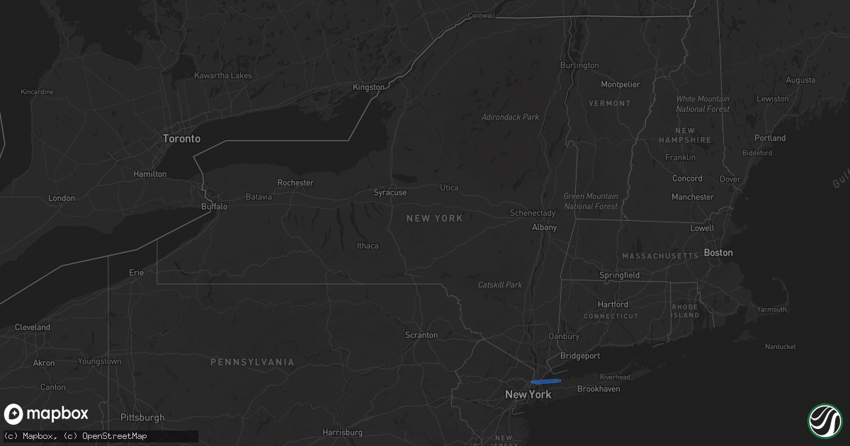 Hail map in New York on April 21, 2020