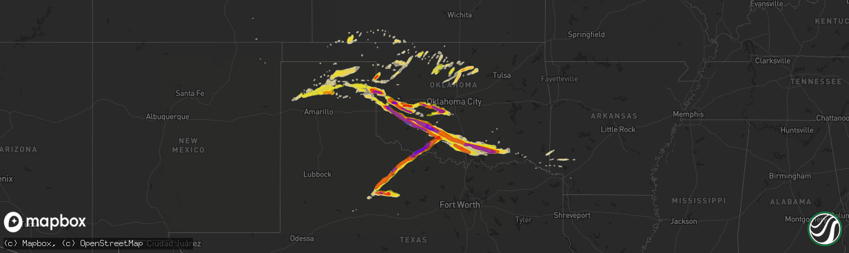 Hail map on April 21, 2020