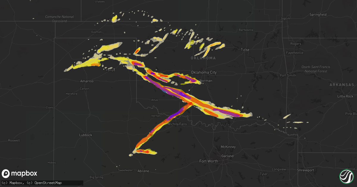 Hail map on April 21, 2020
