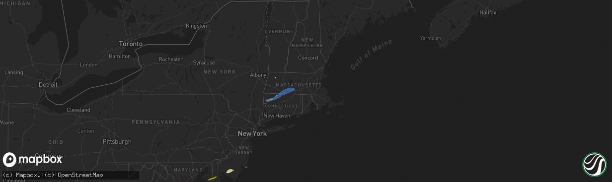 Hail map in Connecticut on April 21, 2021