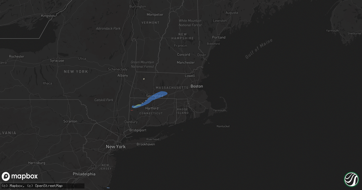 Hail map in Connecticut on April 21, 2021