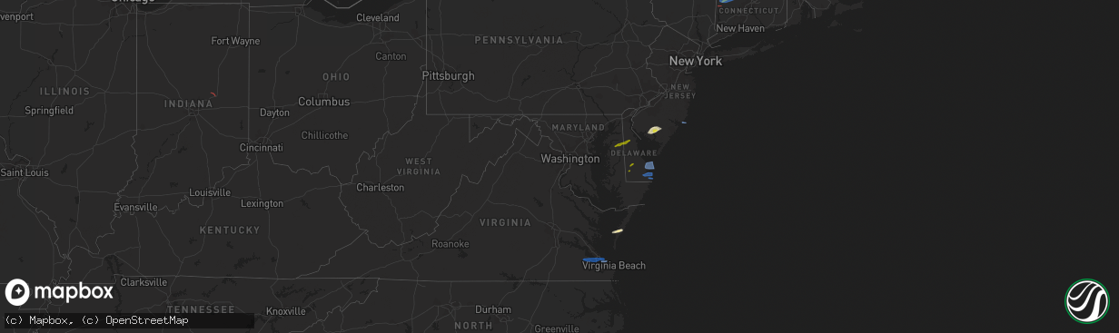 Hail map in Delaware on April 21, 2021