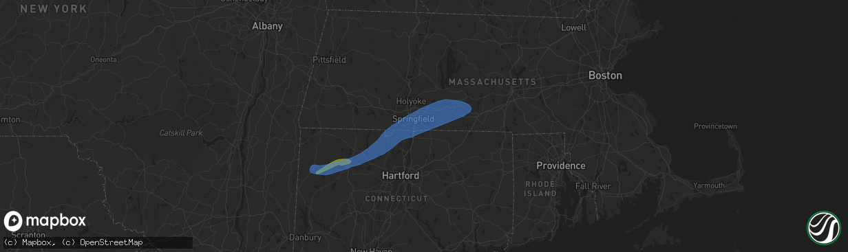 Hail map in East Longmeadow, MA on April 21, 2021