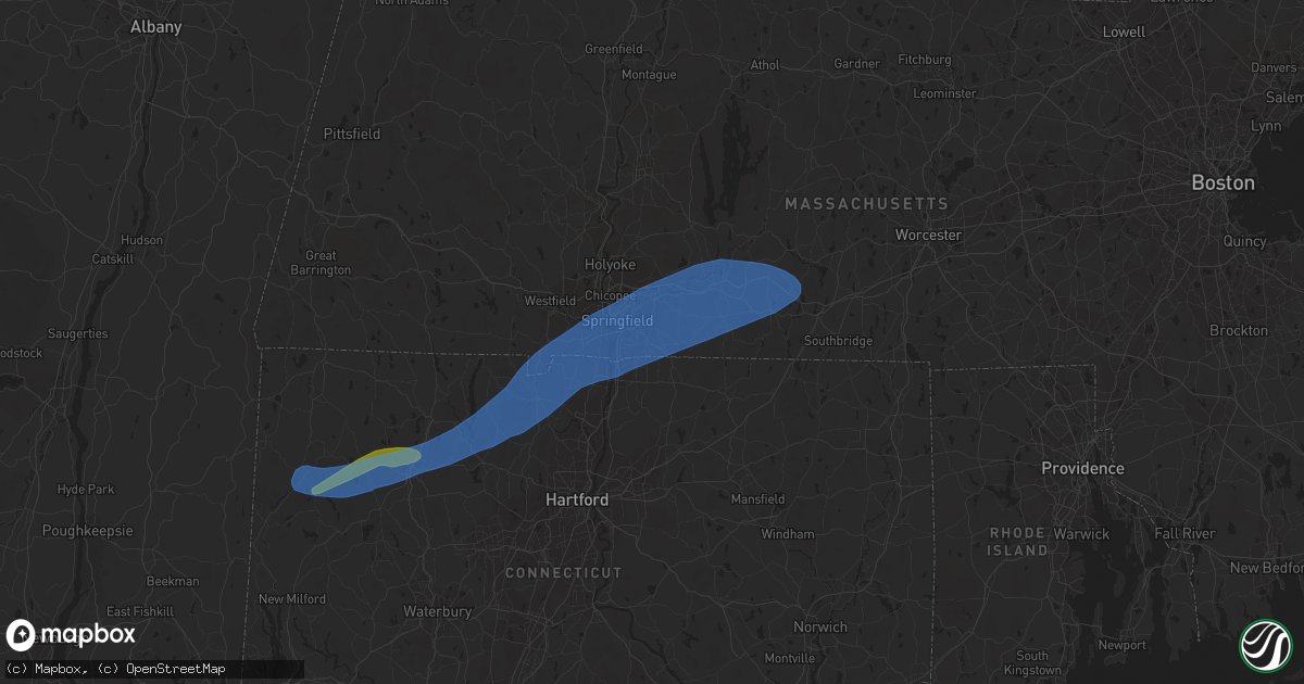 Hail map in East Longmeadow, MA on April 21, 2021