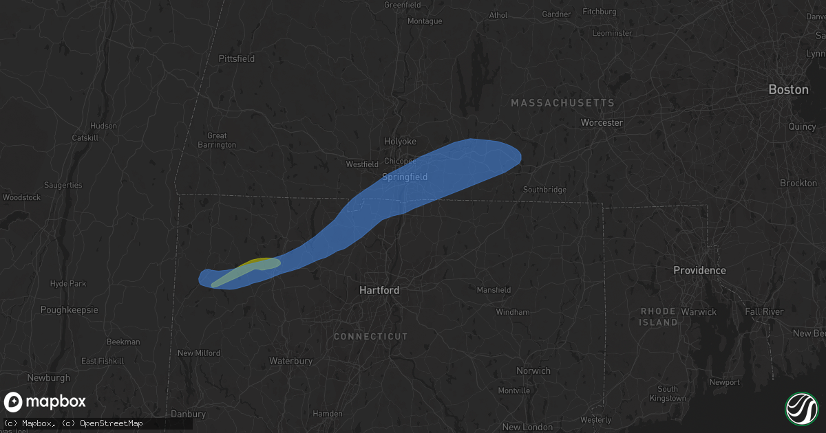 Hail map in Enfield, CT on April 21, 2021