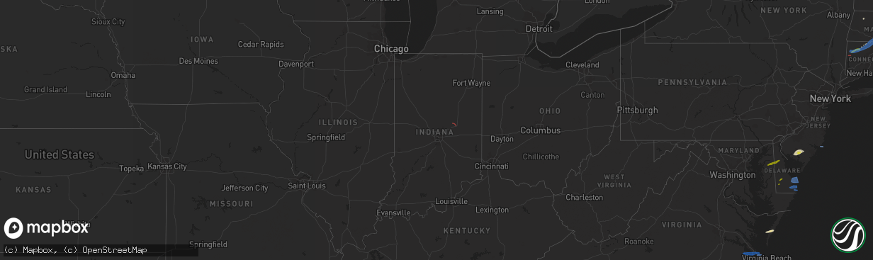 Hail map in Indiana on April 21, 2021