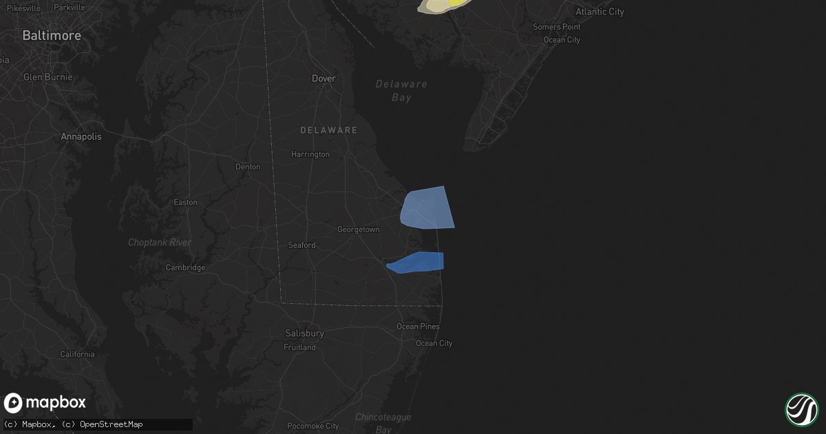 Hail map in Lewes, DE on April 21, 2021