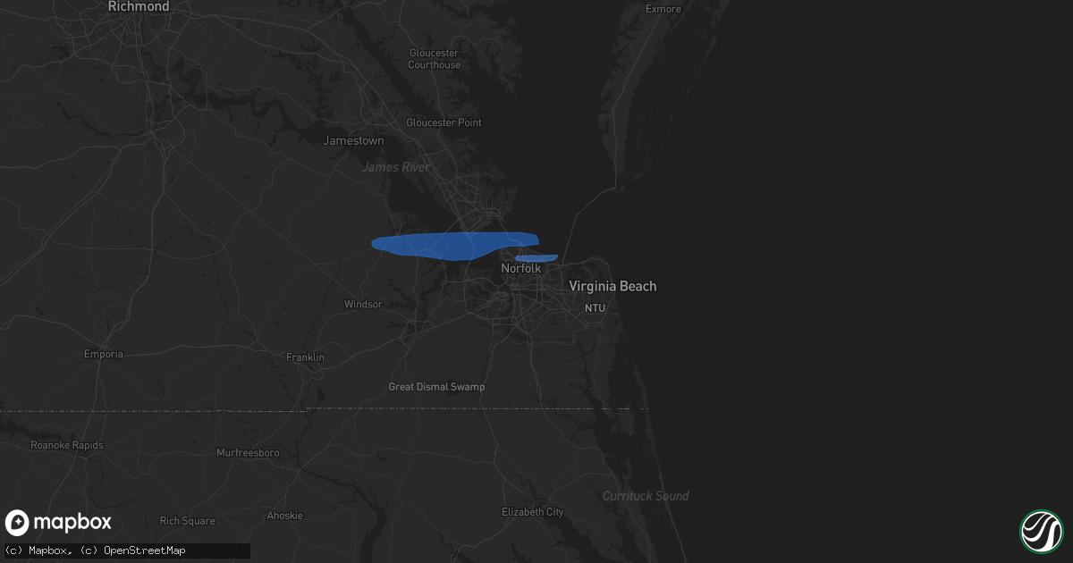 Hail map in Norfolk, VA on April 21, 2021