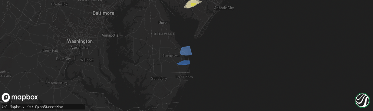 Hail map in Rehoboth Beach, DE on April 21, 2021