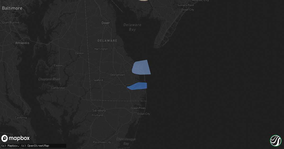 Hail map in Rehoboth Beach, DE on April 21, 2021