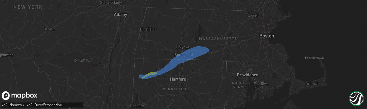 Hail map in Springfield, MA on April 21, 2021